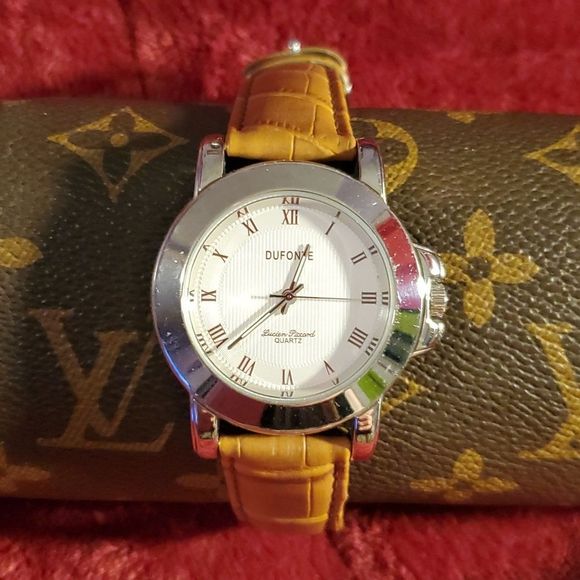 Dufonte Lucien Piccard Quartz Watch Silver Case Reptile‎ Band - Picture 1 of 9